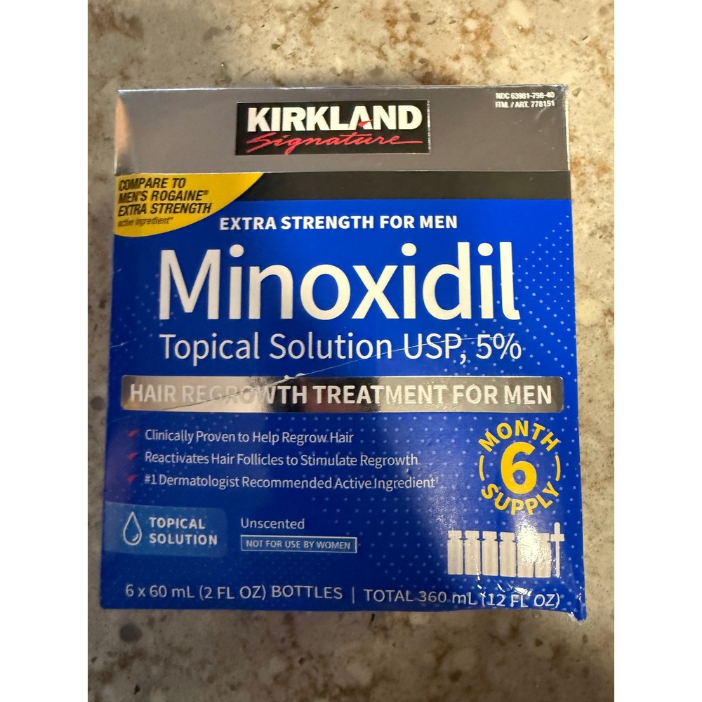 Kirkland Signature Minoxidil 5% Extra Strength Men Hair Regrowth 6 Month Supply